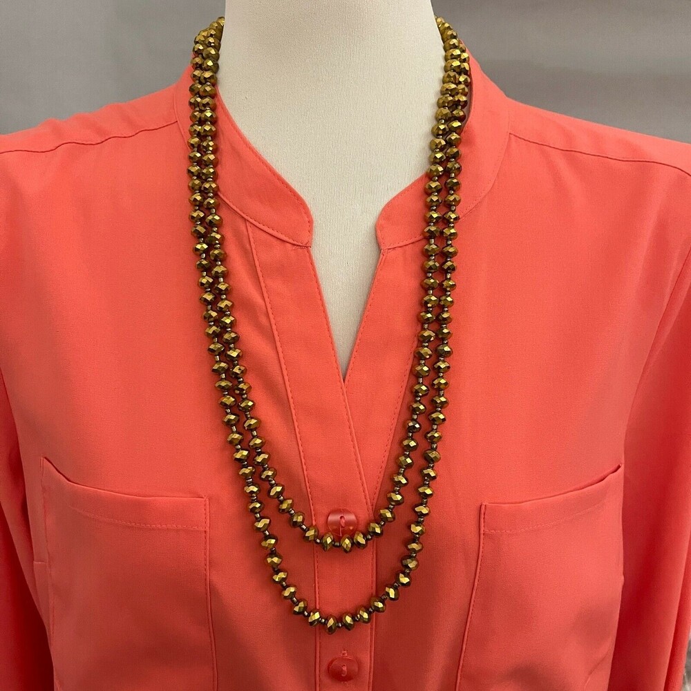Gold Beaded Women's Fashion Long Necklace NWOT